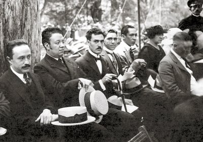 Jose Vasconcelos and Diego Rivera During an Outdoor Event at Chapultepec Park, Mexico City, 1921 by Tina Modotti